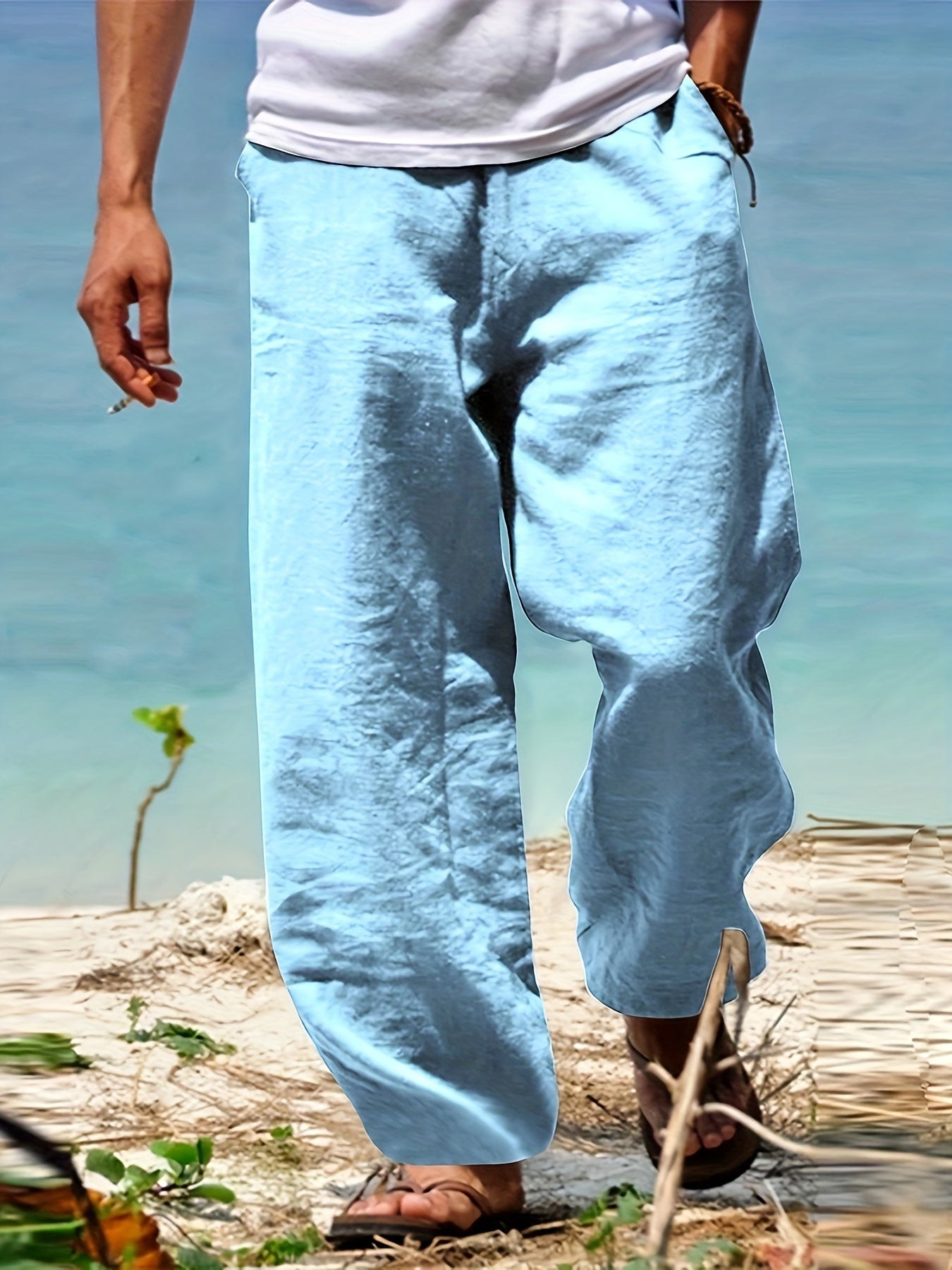 Daan | Solid Color Casual Cotton-Linen Trousers