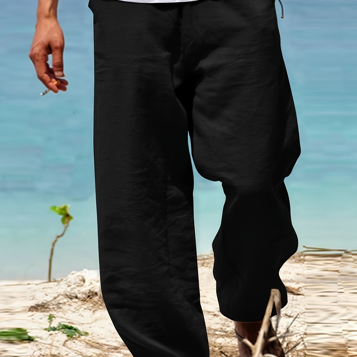 Daan | Solid Color Casual Cotton-Linen Trousers