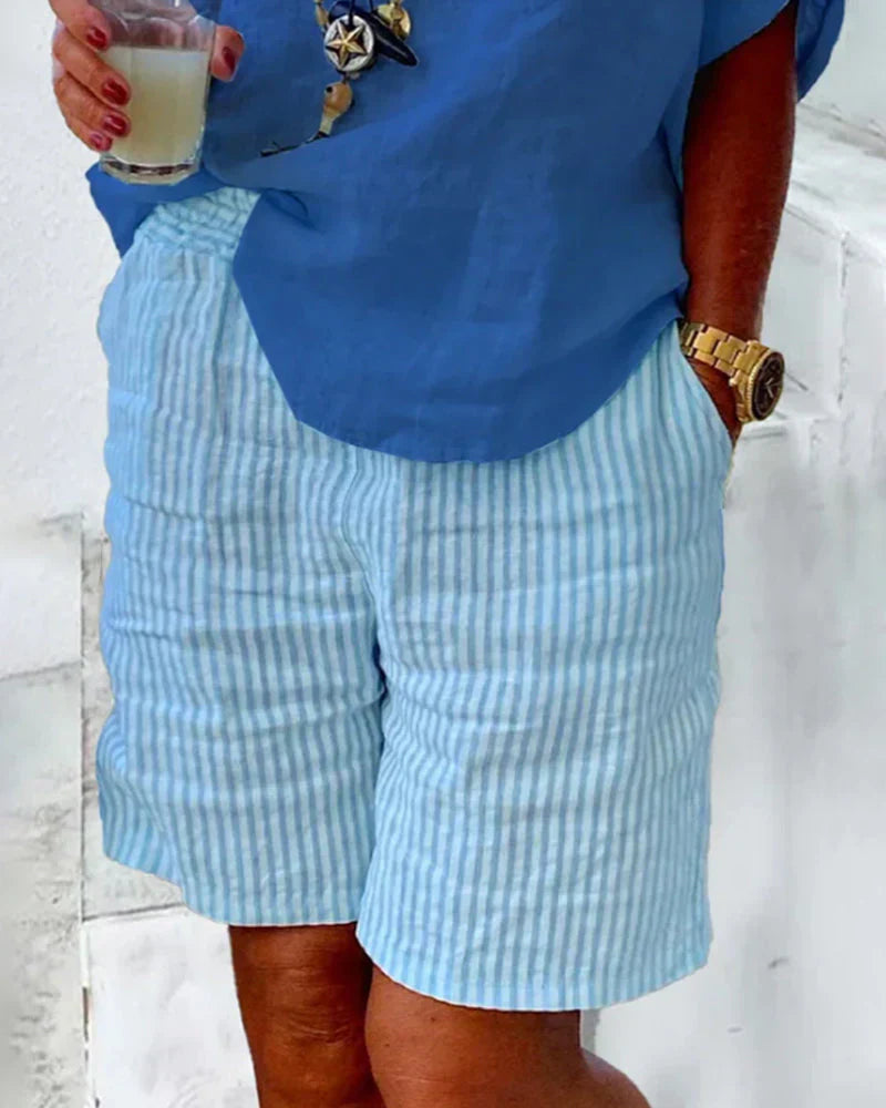 LARA - Cotton Striped Women Shorts