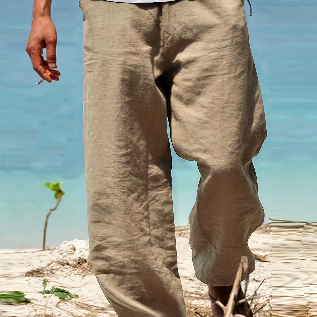 Daan | Solid Color Casual Cotton-Linen Trousers