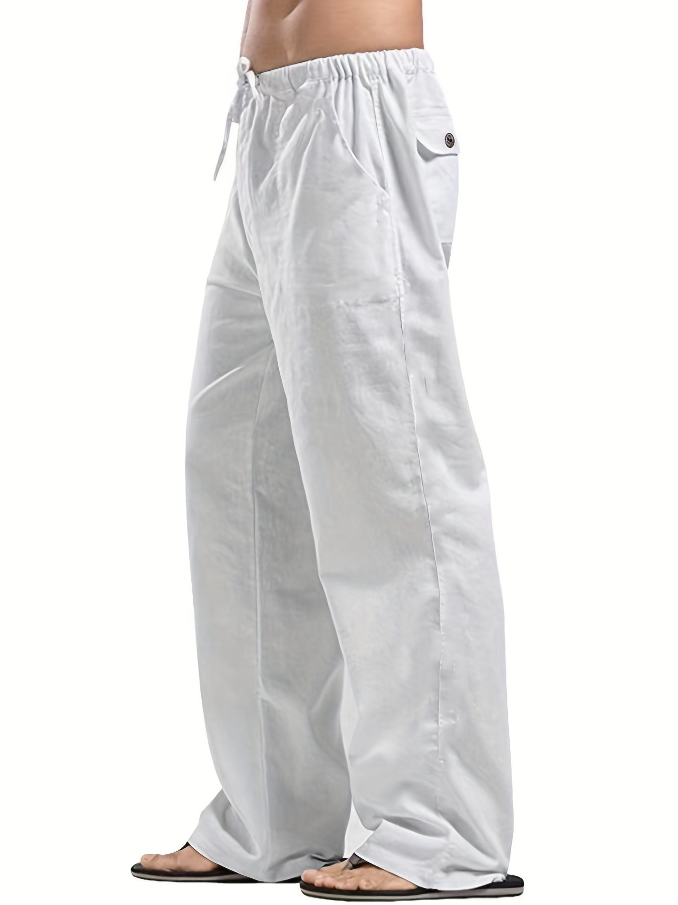 Felix | Men's Loose-Fit Trousers in Cotton-Linen Blend with Elastic Waistband
