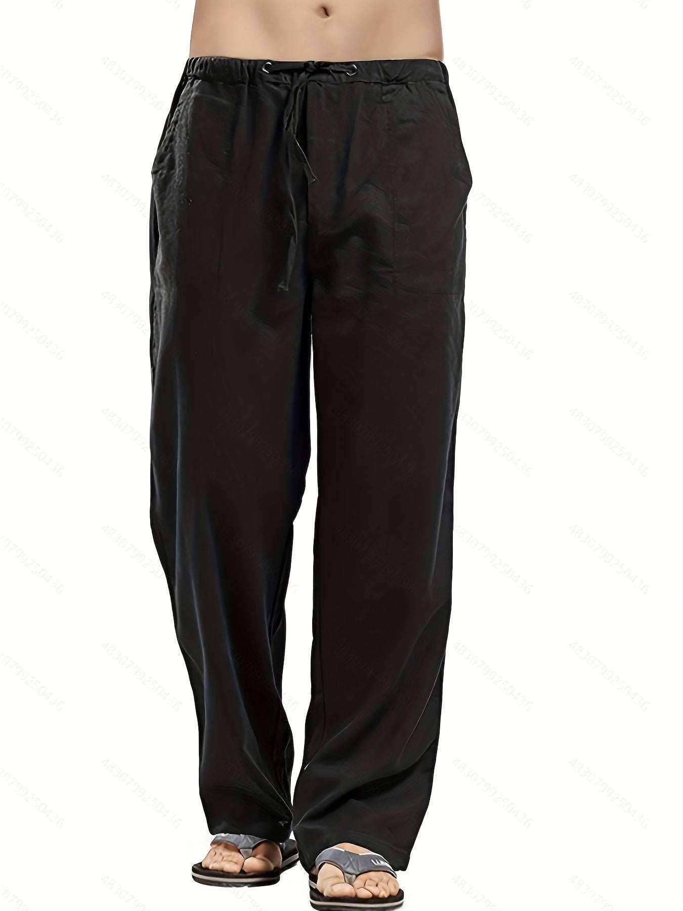 Felix | Men's Loose-Fit Trousers in Cotton-Linen Blend with Elastic Waistband