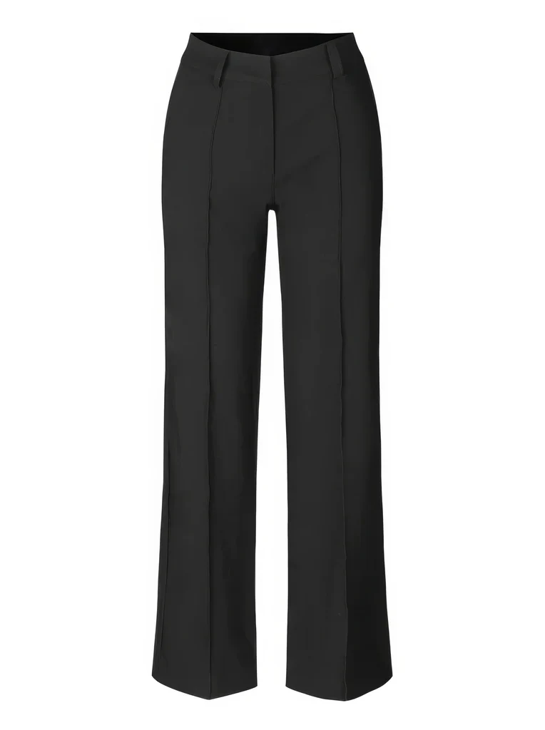 High-Waisted Flared Stretch Trousers for Women with Seam Detail