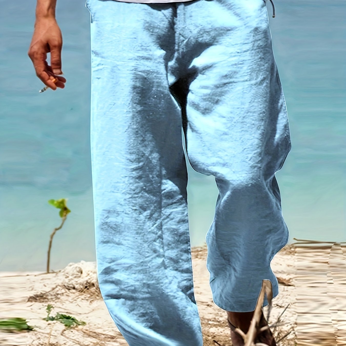 Daan | Solid Color Casual Cotton-Linen Trousers