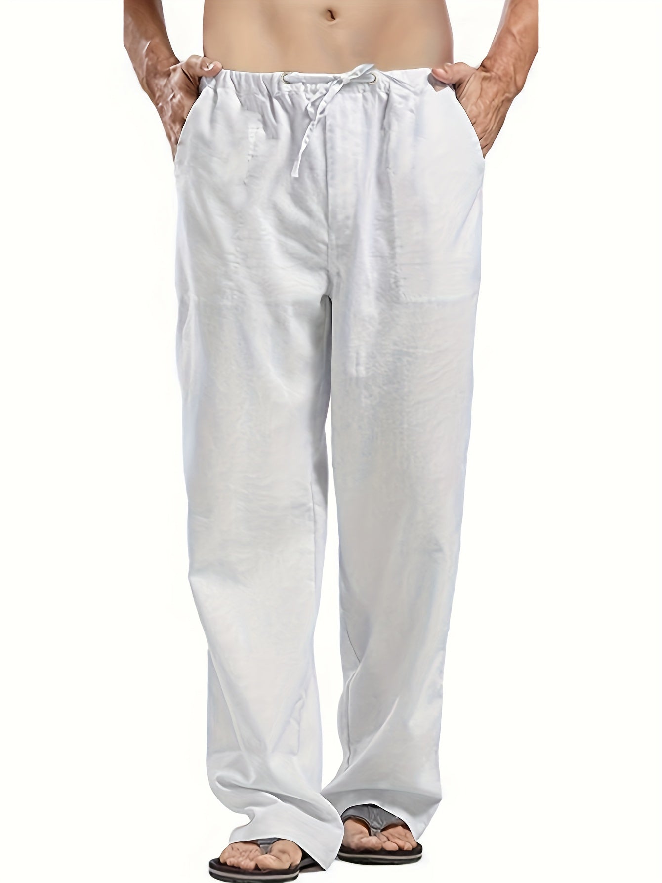 Felix | Men's Loose-Fit Trousers in Cotton-Linen Blend with Elastic Waistband