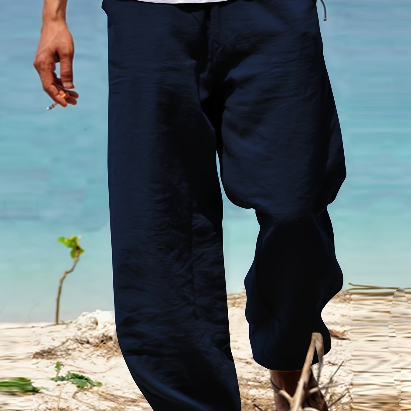 Daan | Solid Color Casual Cotton-Linen Trousers
