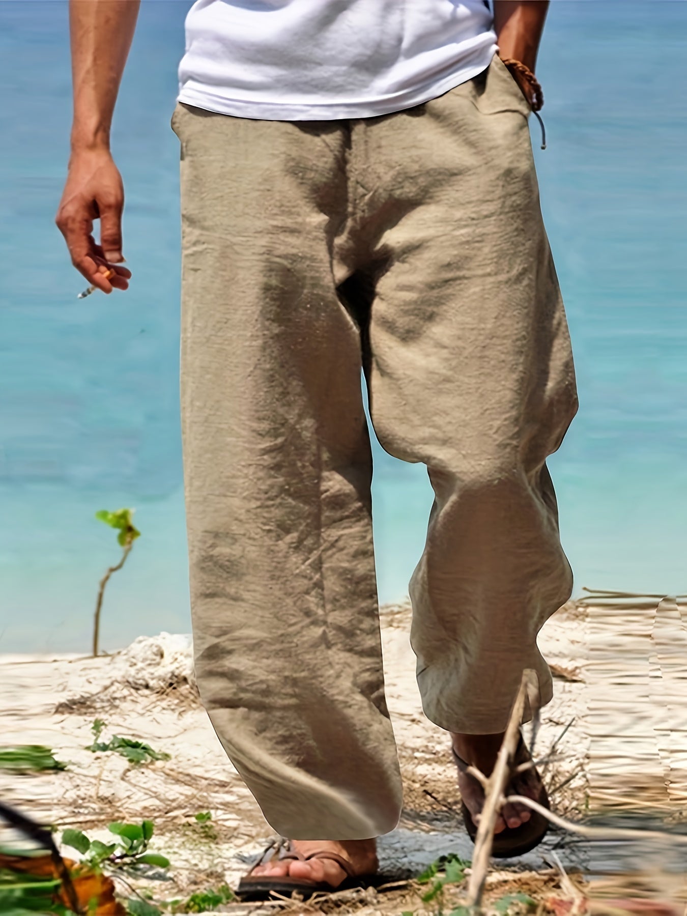 Daan | Solid Color Casual Cotton-Linen Trousers