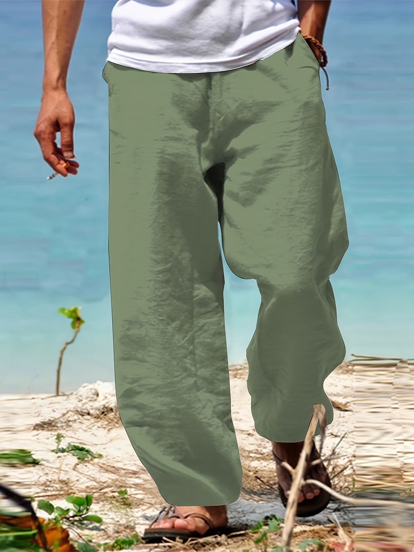 Daan | Solid Color Casual Cotton-Linen Trousers