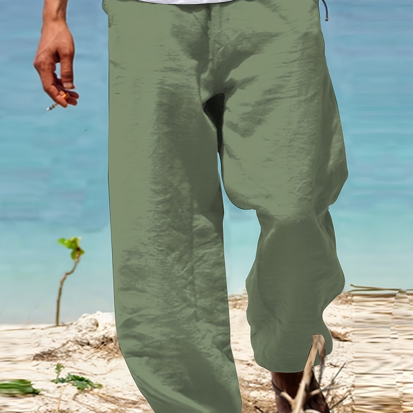 Daan | Solid Color Casual Cotton-Linen Trousers