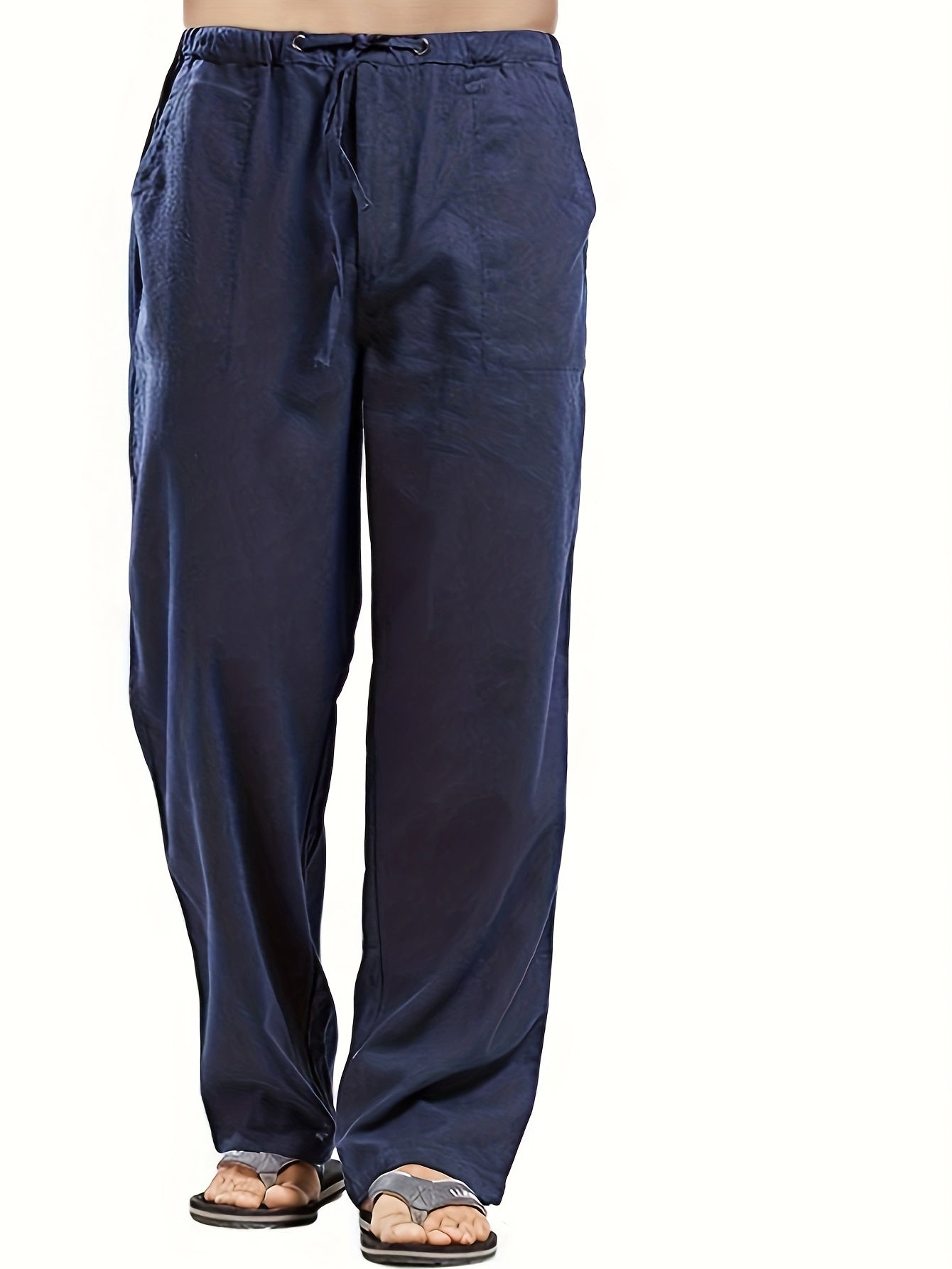 Felix | Men's Loose-Fit Trousers in Cotton-Linen Blend with Elastic Waistband