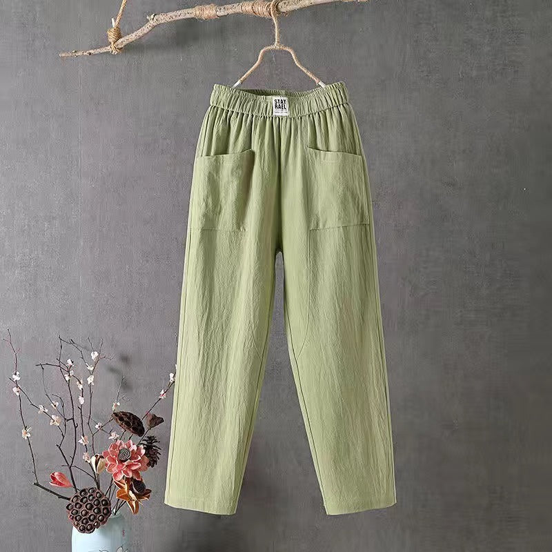 Casual Straight-Fit Trousers with Elastic Waistband