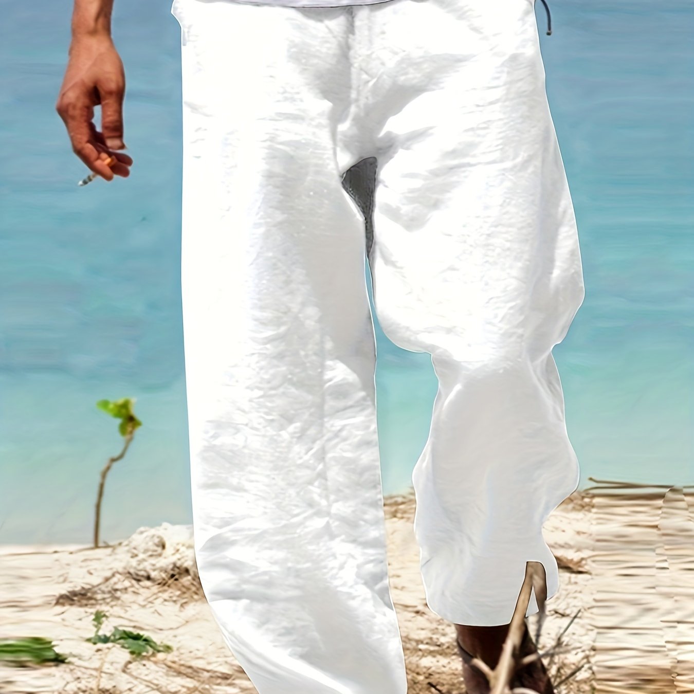 Daan | Solid Color Casual Cotton-Linen Trousers