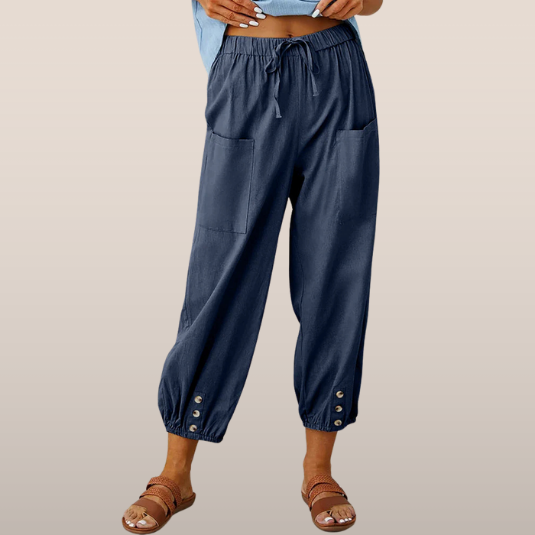 Casual Lightweight Trousers with Elastic Cuffs and Pockets
