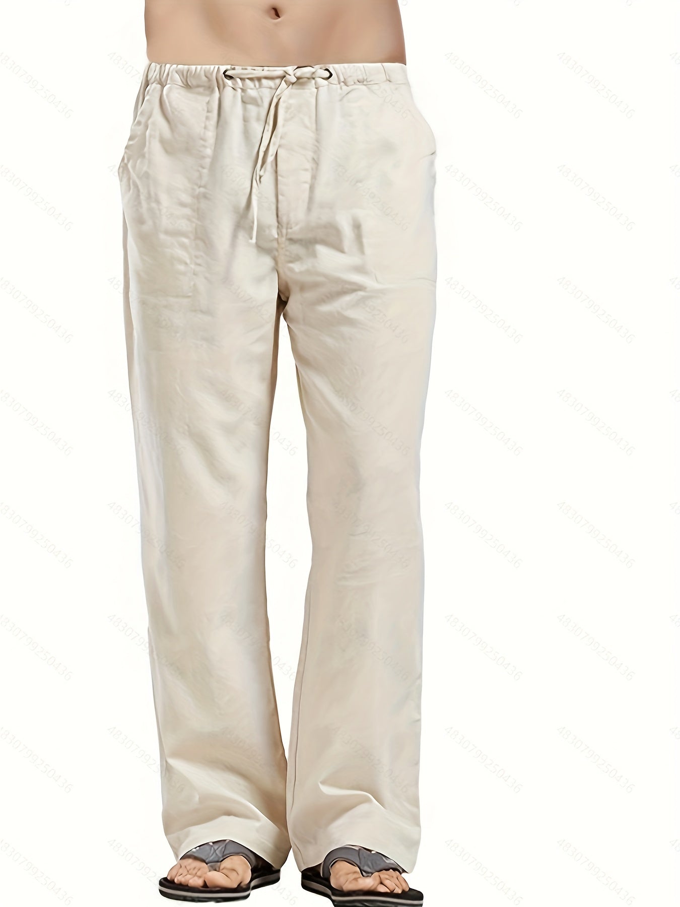 Felix | Men's Loose-Fit Trousers in Cotton-Linen Blend with Elastic Waistband