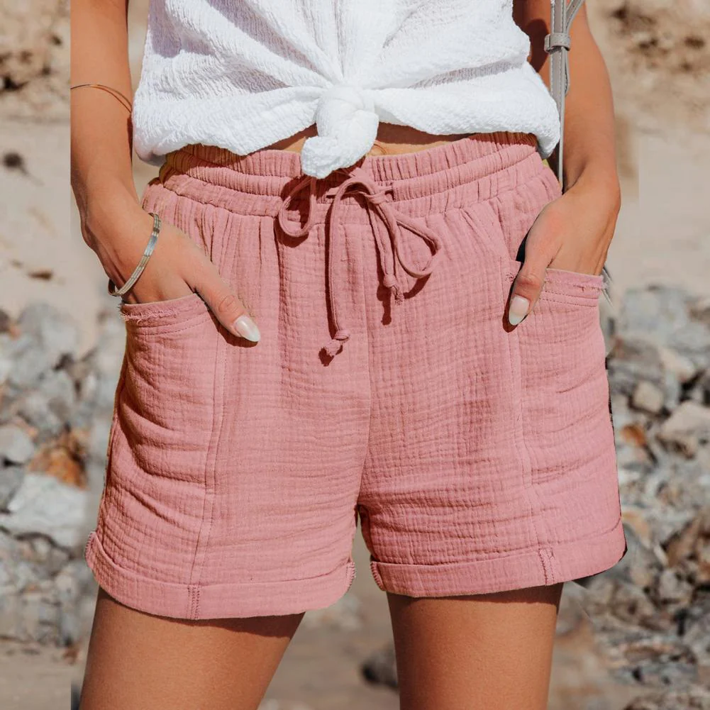 Frouke – Elastic Waist Cotton Shorts