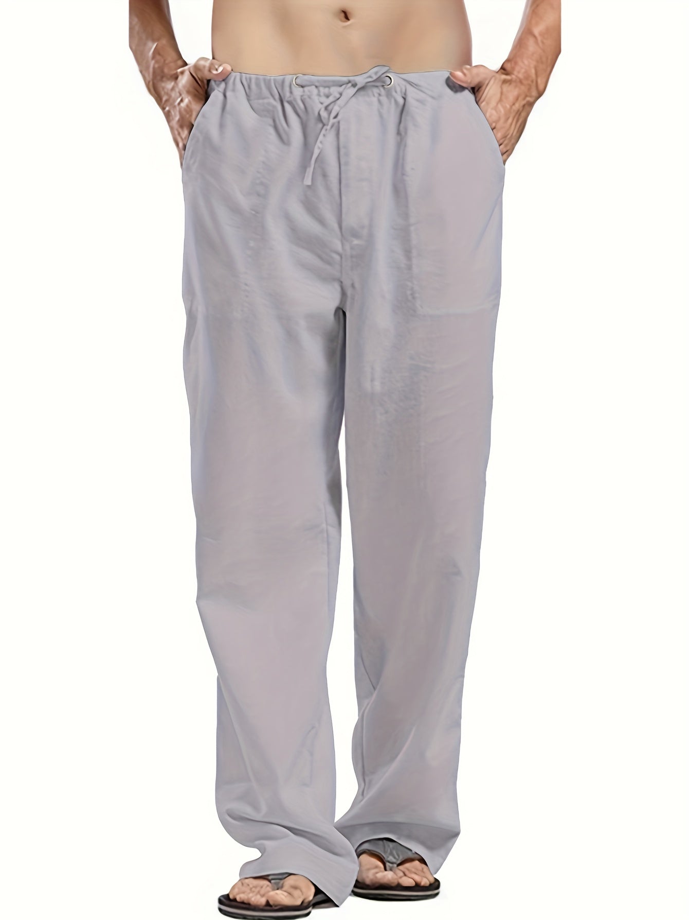 Felix | Men's Loose-Fit Trousers in Cotton-Linen Blend with Elastic Waistband