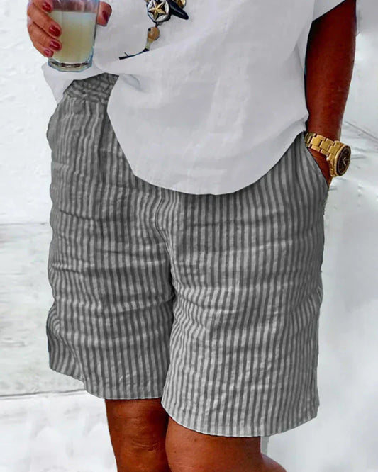 LARA - Cotton Striped Women Shorts