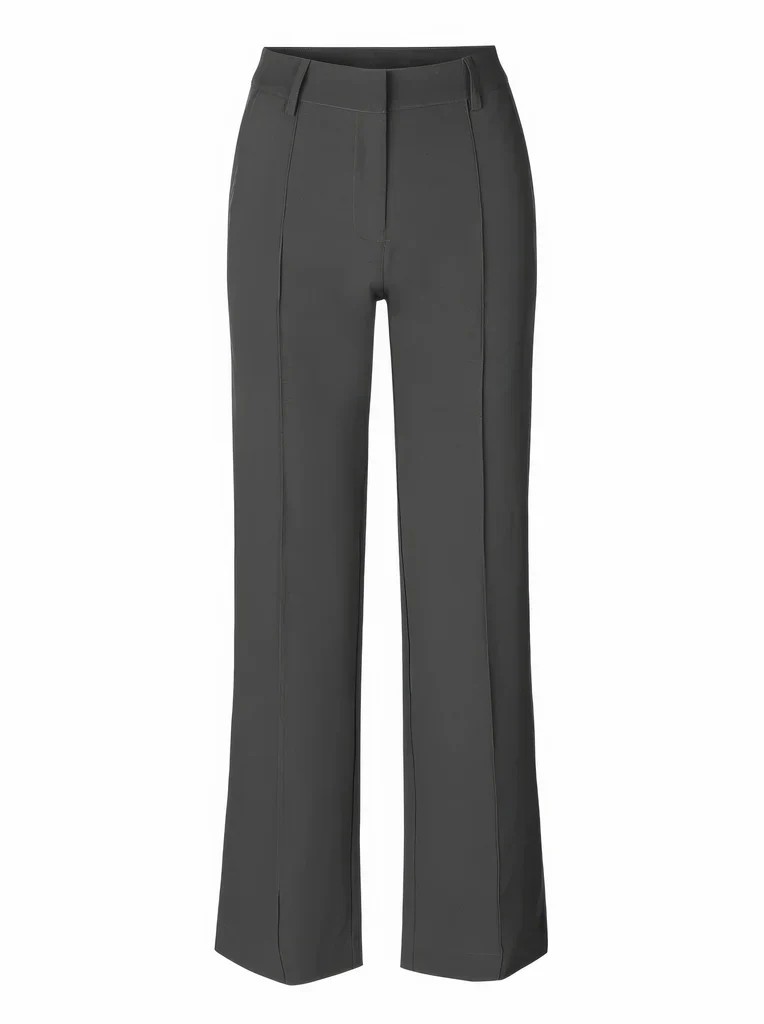 High-Waisted Flared Stretch Trousers for Women with Seam Detail