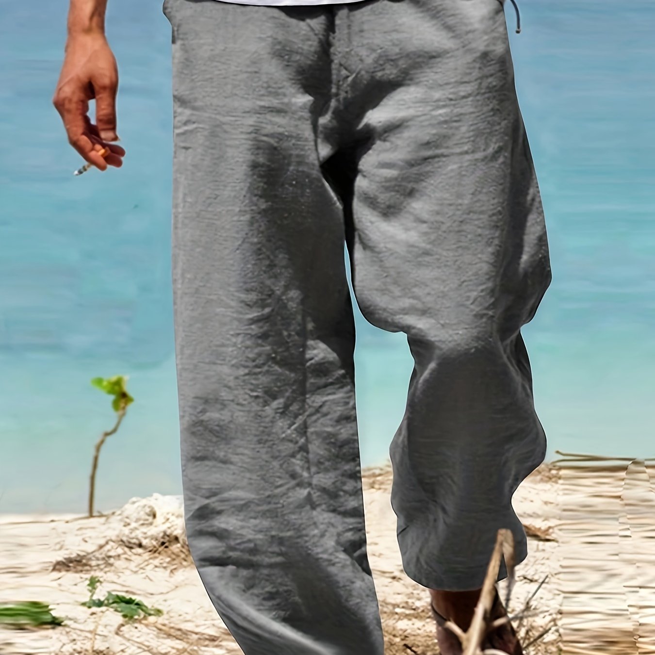Daan | Solid Color Casual Cotton-Linen Trousers