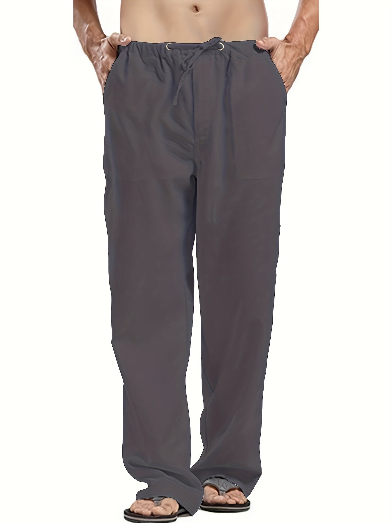 Felix | Men's Loose-Fit Trousers in Cotton-Linen Blend with Elastic Waistband