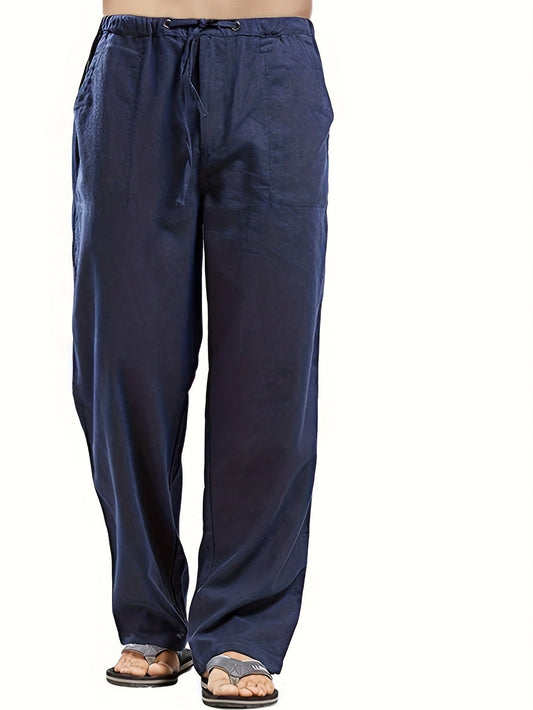 Felix | Men's Loose-Fit Trousers in Cotton-Linen Blend with Elastic Waistband