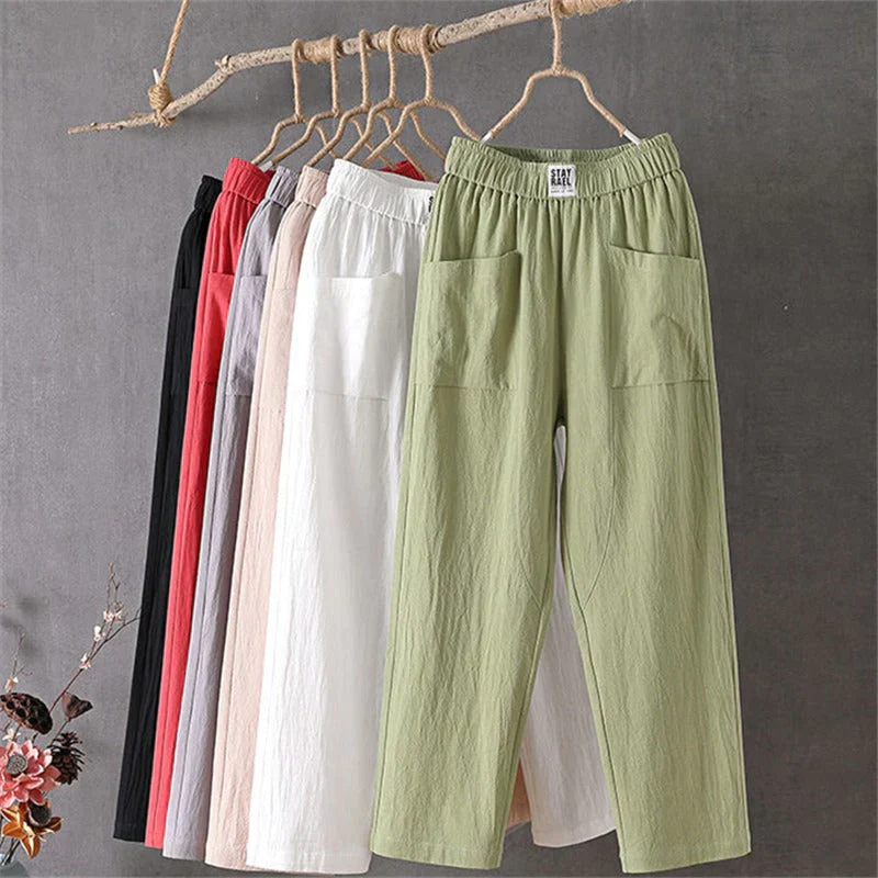 Casual Straight-Fit Trousers with Elastic Waistband