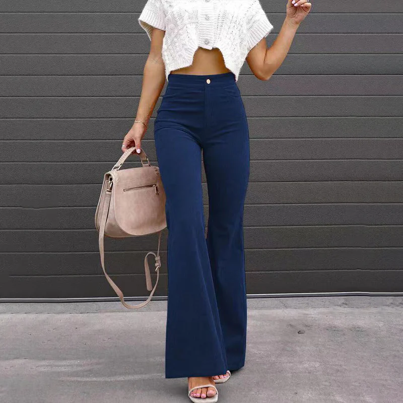 Women's High-Waisted Fitted Flared Trousers