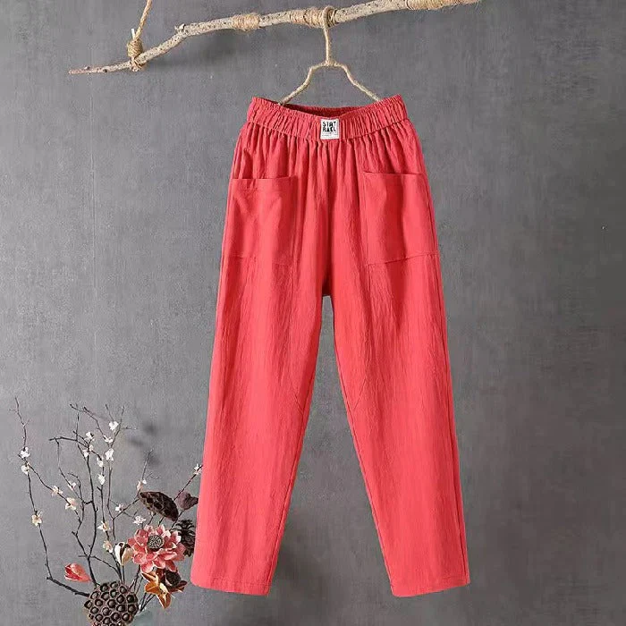 Casual Straight-Fit Trousers with Elastic Waistband