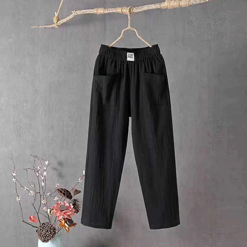 Casual Straight-Fit Trousers with Elastic Waistband