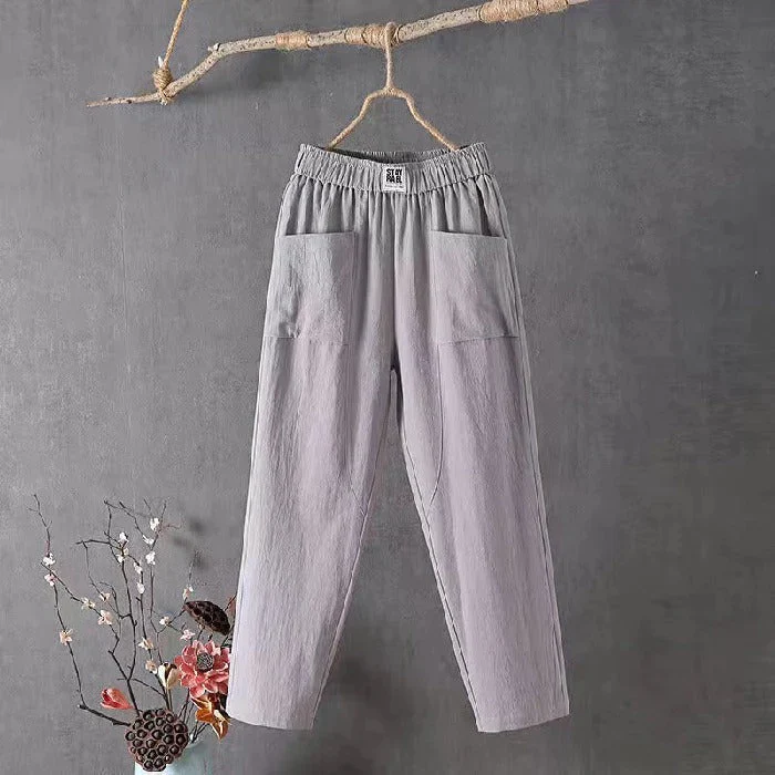 Casual Straight-Fit Trousers with Elastic Waistband
