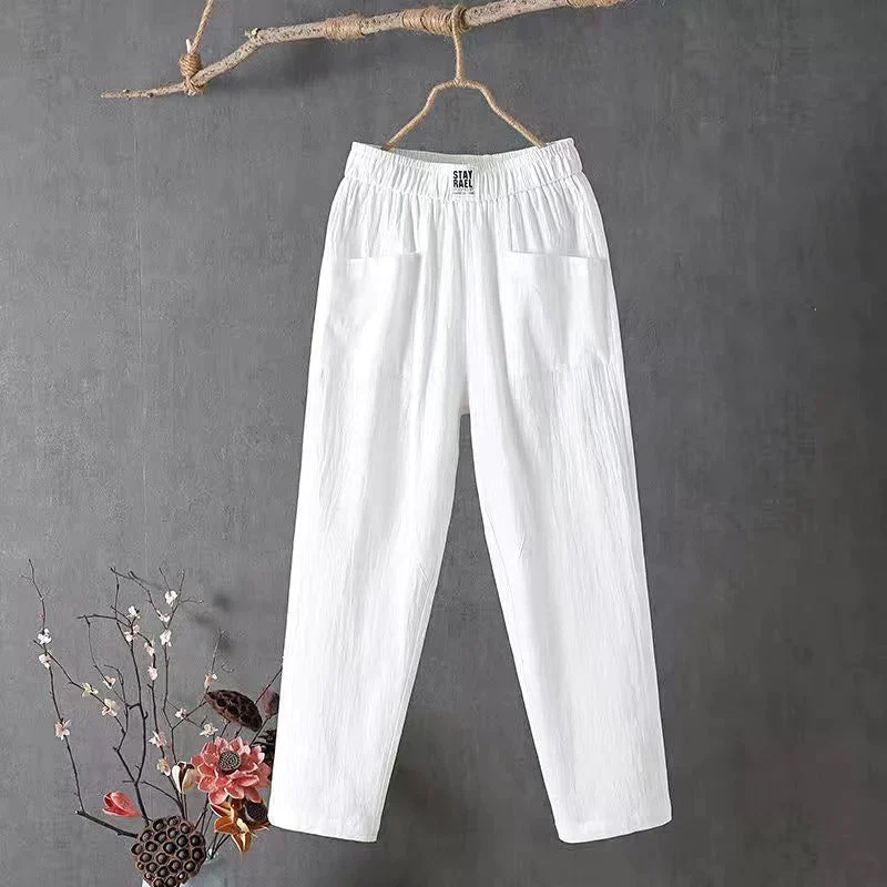 Casual Straight-Fit Trousers with Elastic Waistband