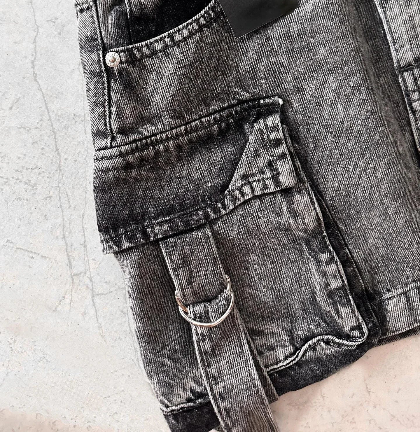 JAMY - Solid Color A-Line Denim Skirt