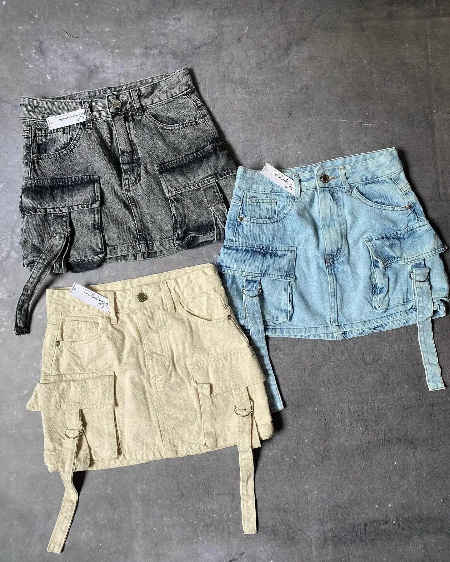 JAMY - Solid Color A-Line Denim Skirt
