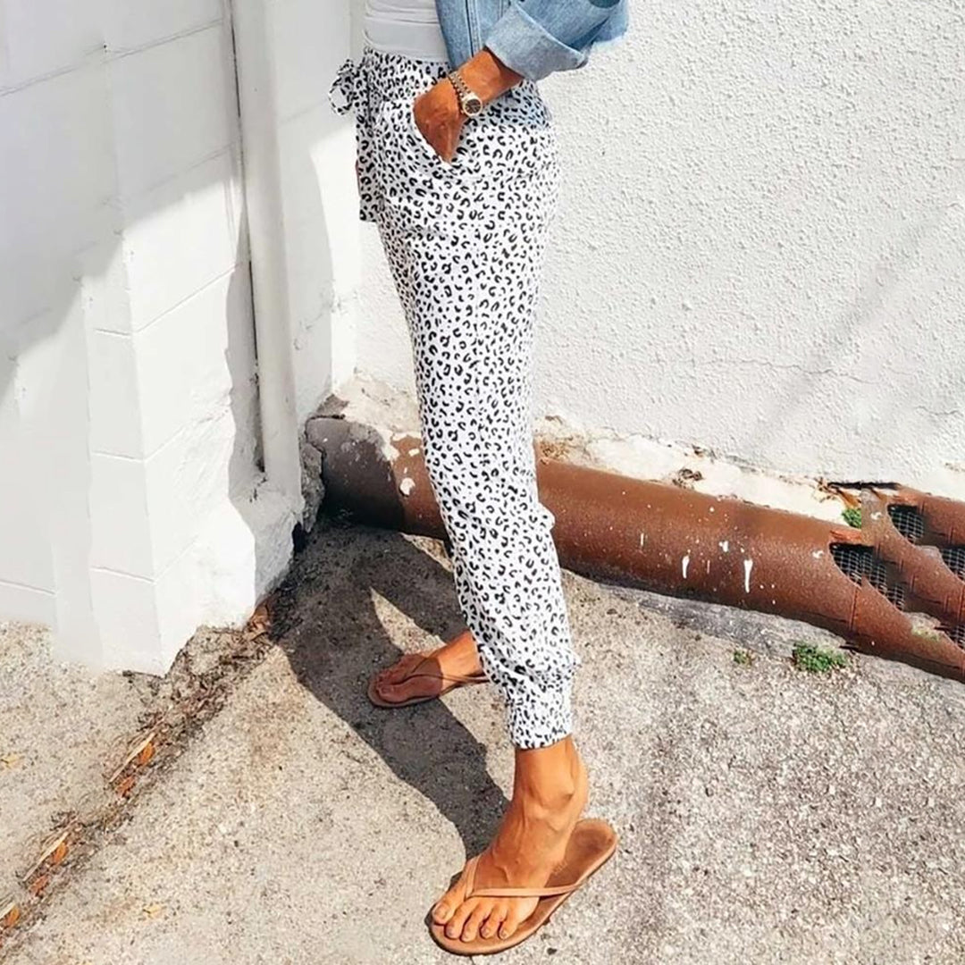 FIONA - Leopard Print Summer Trousers