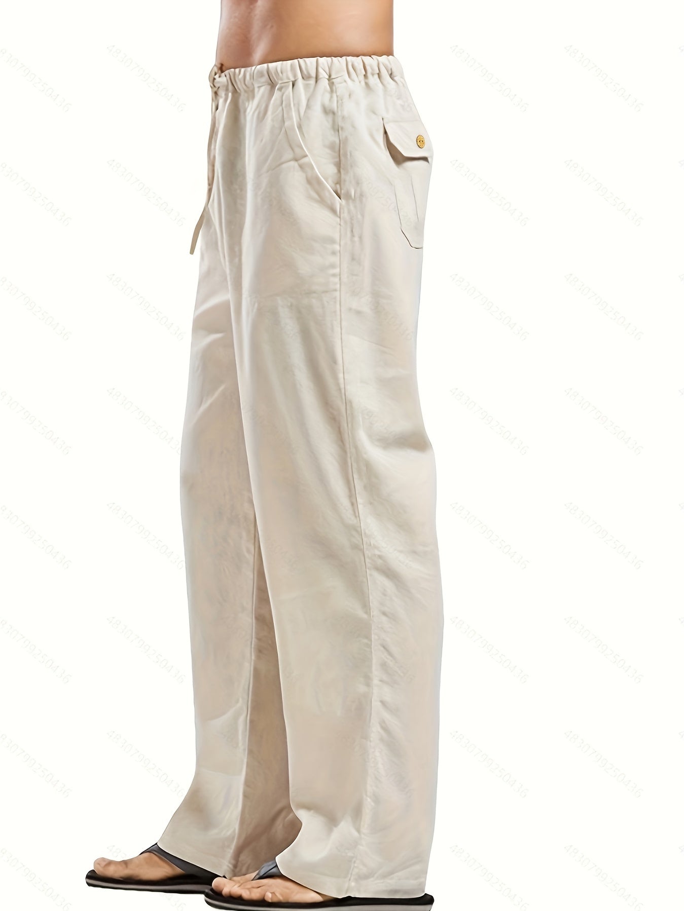 Felix | Men's Loose-Fit Trousers in Cotton-Linen Blend with Elastic Waistband