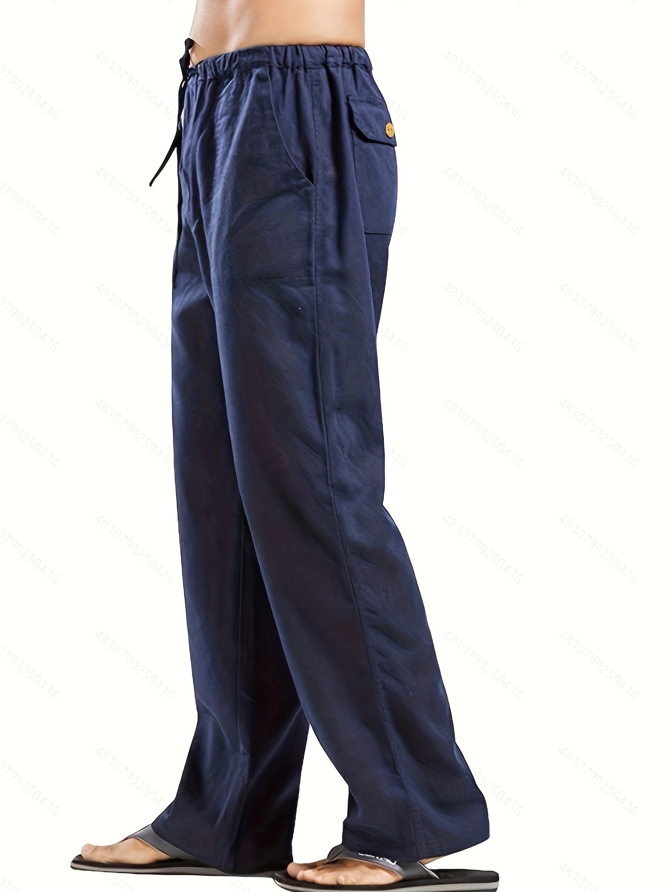 Felix | Men's Loose-Fit Trousers in Cotton-Linen Blend with Elastic Waistband