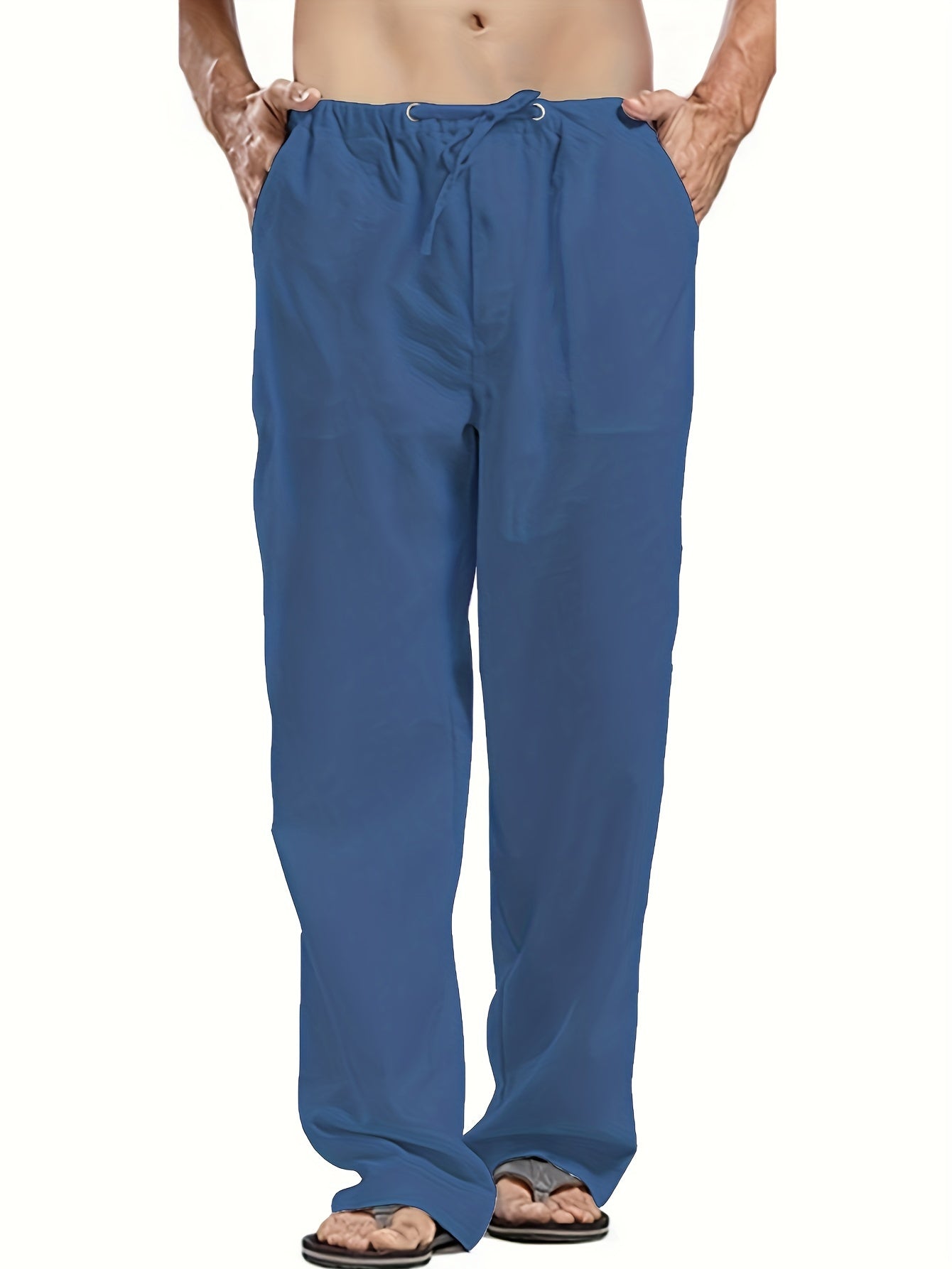 Felix | Men's Loose-Fit Trousers in Cotton-Linen Blend with Elastic Waistband