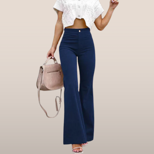 Women's High-Waisted Fitted Flared Trousers