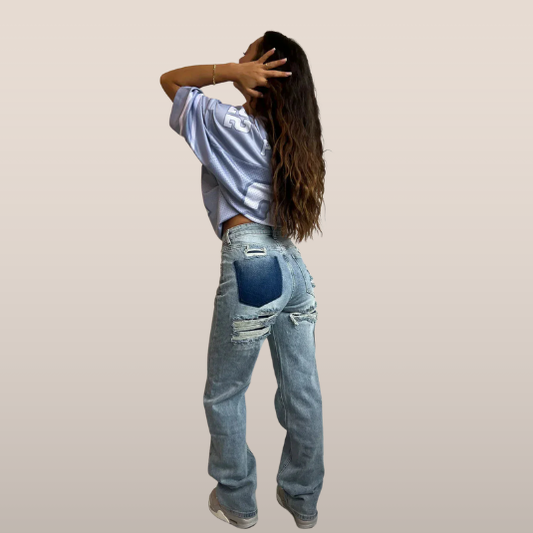 Distressed Vintage Denim Straight Fit Jeans with Modern Touches